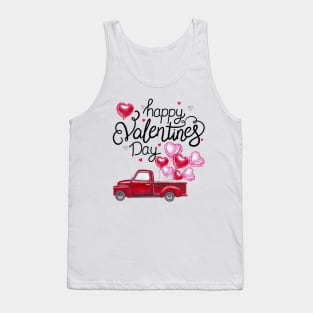 Red Truck With Hearts Happy Valentine's Day Gifts For Women Tank Top